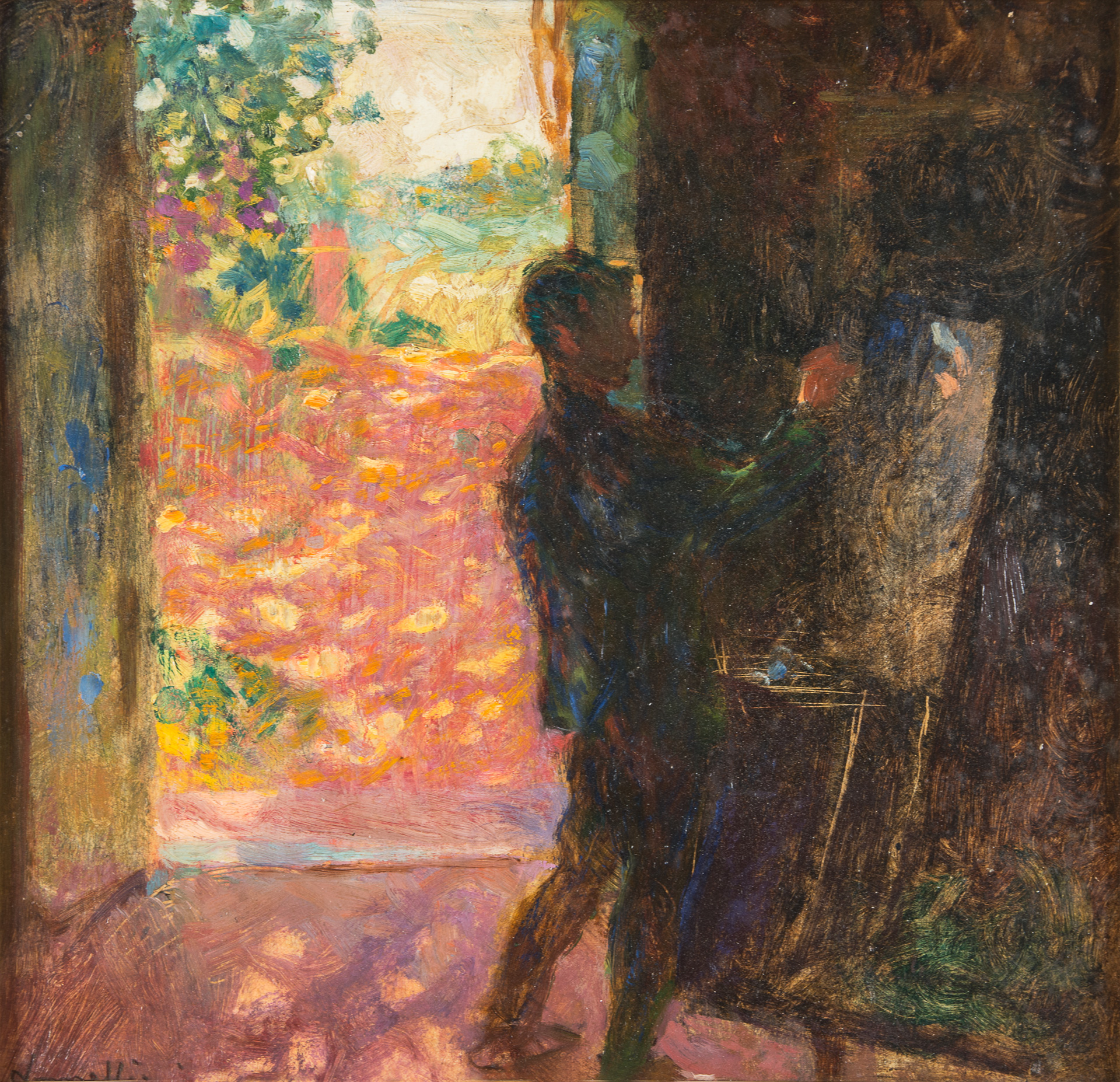 Ritratto di Vittorio Nomellini che dipinge